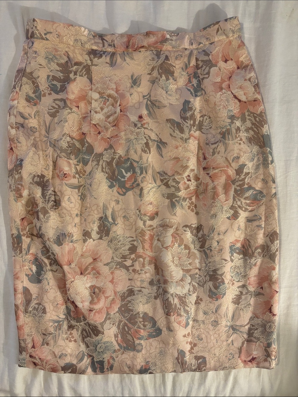 Vintage Jessica McClintock Floral Tapestry Pencil Skirt Made in USA Vtg Size 12
